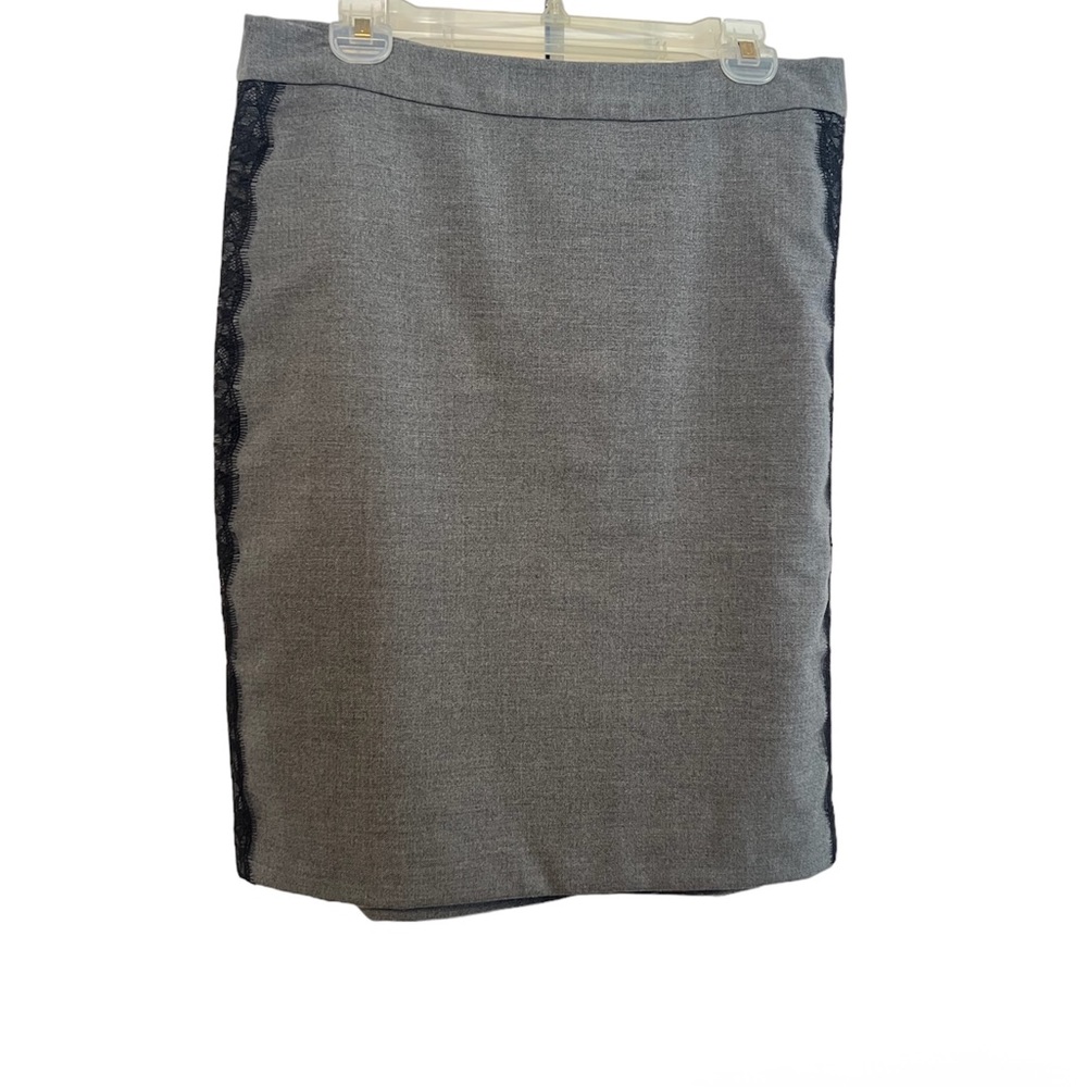 Gray LOFT Pencil Skirt with Black Lace (Size 8)